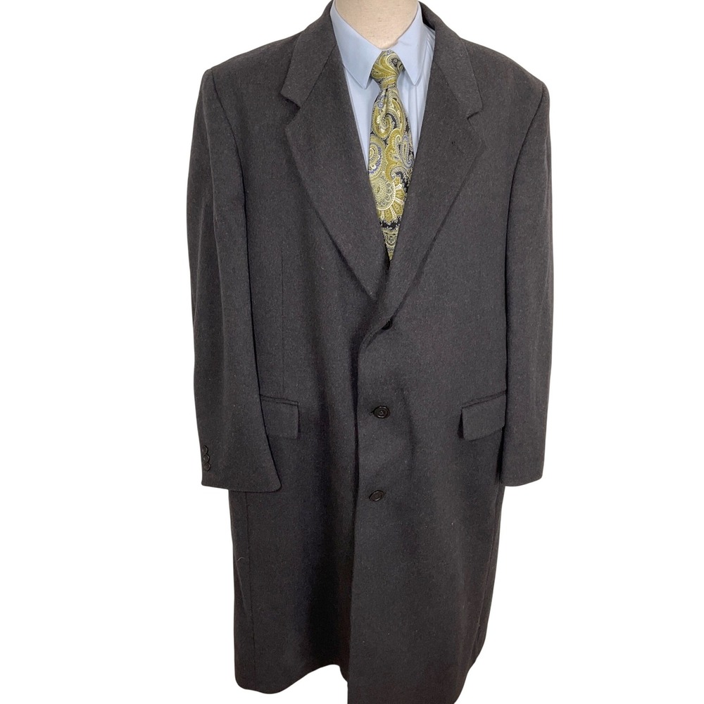 Career Collection Overcoat Mens 48L Charcoal Gray Wool Topcoat Long Length